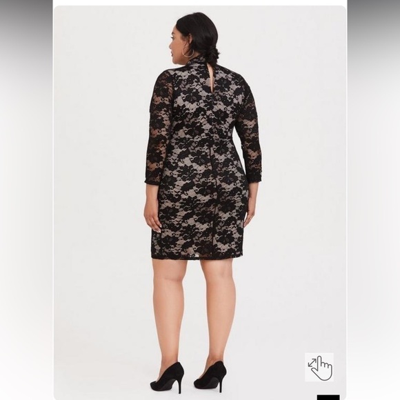 Torrid Black Lace Mock Neck Shift Dress Size 2 Wedding Formal Cocktail Gothic - Picture 3 of 16